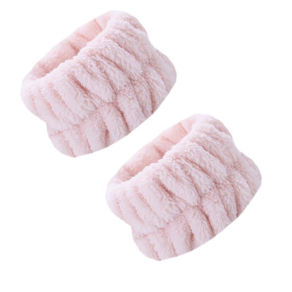 2 stk Ansiktsvask-armbånd Microfiber-mansjett-armbånd Mykt absorberende spa-håndleddsvaskebånd Meat Pink