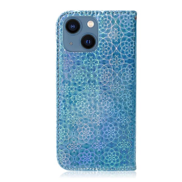 Färgglatt magnetiskt läderfodral med spänne för iPhone 14 Plus Blue