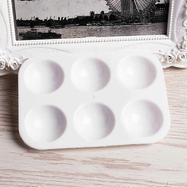 12 st målarpaletter Vit 6-facks rektangulär akvarellpalett målarbricka vit white