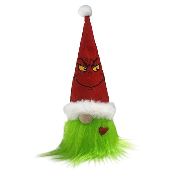 Jule Faceless Grinch Dukke Dekoration, Juleaften Fest Gnome Ornamenter Sjov Grønt Hår Dværg Figur Til Bord Hylde Sofa Dekor, Til Børn Red