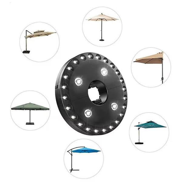 Paraplystanglys med 28 LED-lys Batteridrevne nattlys for campingtelt Silver