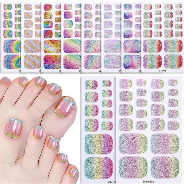 Regnbuegradient tåneglklistremerker selvklebende vannavstøtende glitrende style 3