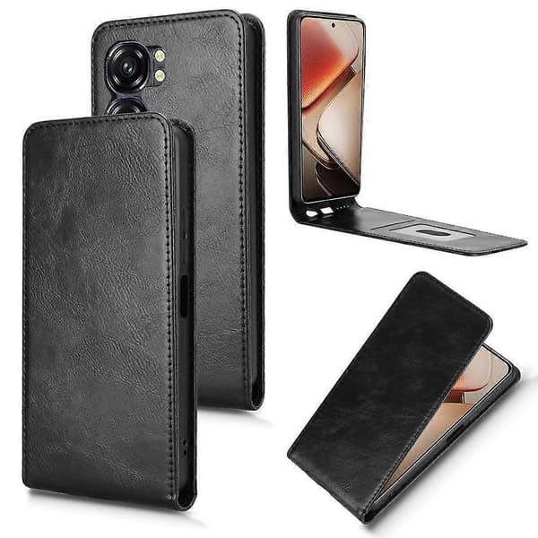 Vertikal Flip Læder Etui Til Oukitel C58 / C58 Pro Black