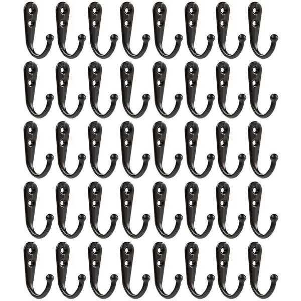 40pack Svarta krokar Väggkrokar Klädkrokar Robe Krok Handduk Krok Hatt Krok