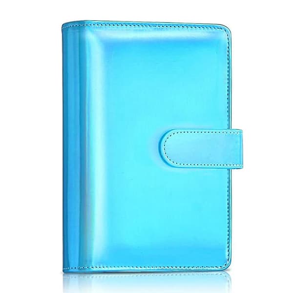 A6 PU læder notesbog-bind, laser regnbue 6-rings budget-pengekuverter, planlægger rejsejournal-bind Laser blue