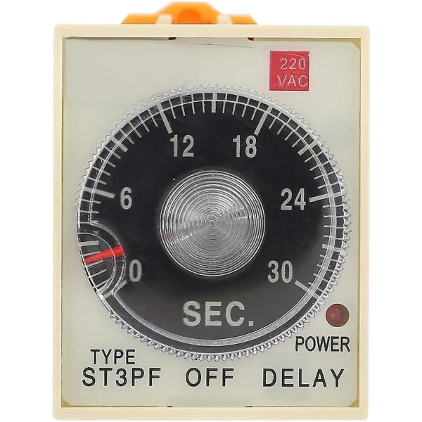 Timer Relæ Knap Kontrol Tid Relæ 0-30s Power Off Delay Med Base Ac 220v St3pf, Relæ
