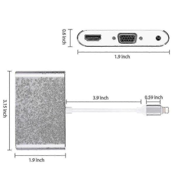 1080p Lightning til HDMI VGA lyd video adapter for Apple Perfekt