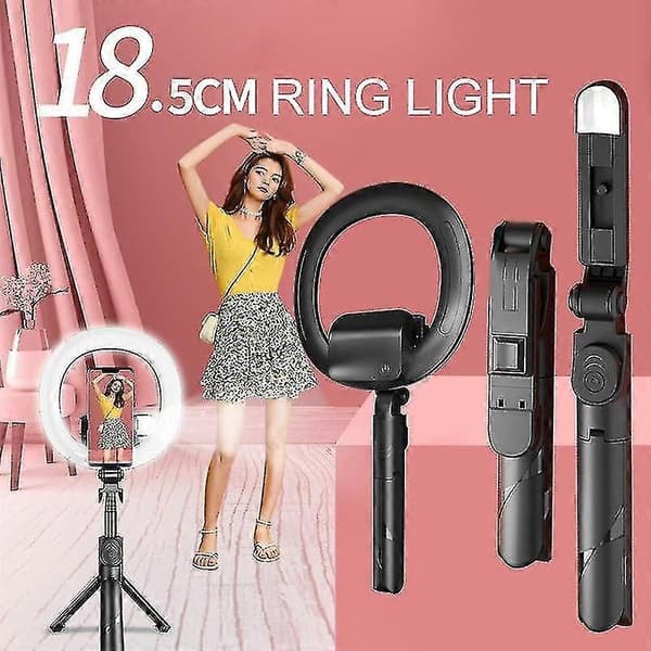 Live Broadcast Tripod Selfie Stick Led Light (hvid)
