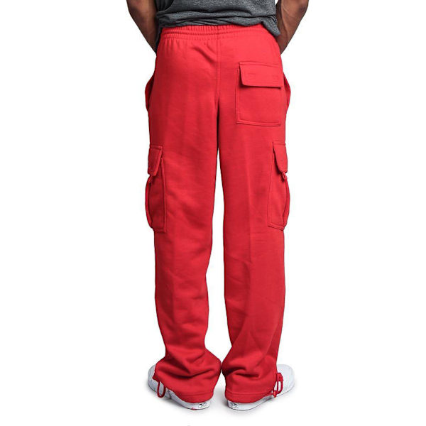 Nya Lediga Rak Overaller med Flera Fickor för Män Red XL