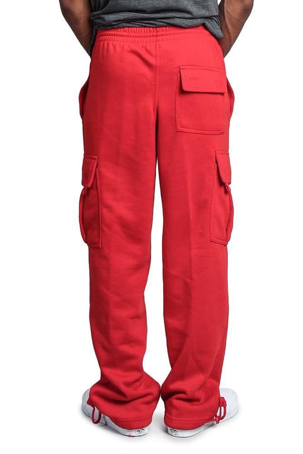 Nye Herre Casual Multi-Lomme Løse Rett Overalls Red M