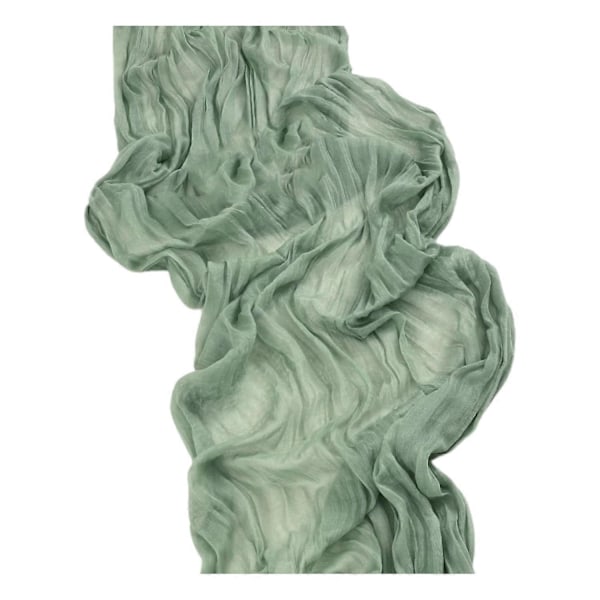 Bryllupsbordløper Gauze Bohemisk Stil Plissert Ensfarget Flekkbestandig Gjenbrukbar Bord Green 300cm