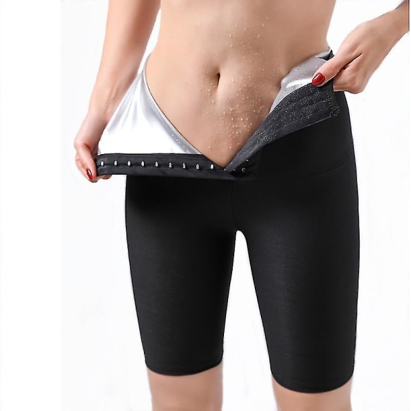 Kvinder Thermo Sauna Bukser Sweat Shapewear Body Shaper Talje Trainer Slankende Leggings Black XL B
