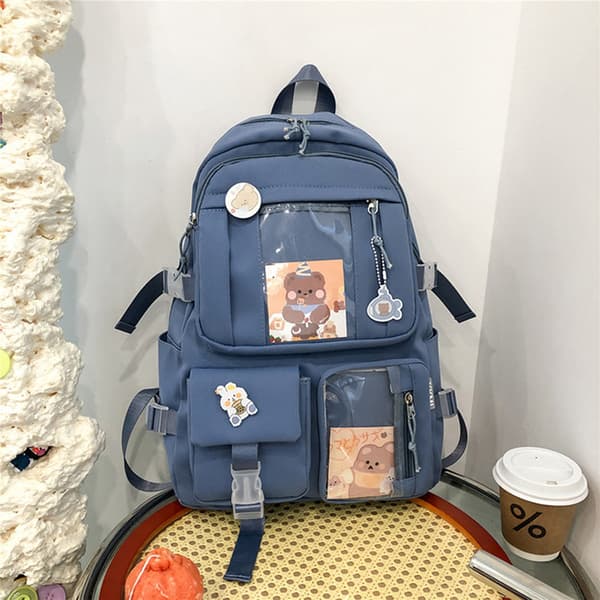 Large Capacity Backpack Multi-Pocket Rucksack for Adults Teens Kids Blue blue