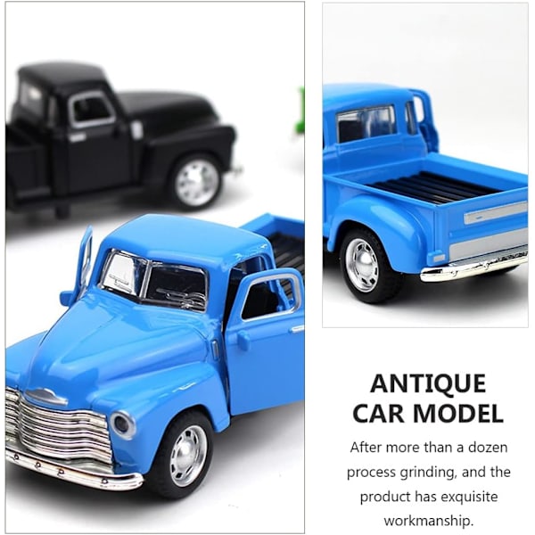 1kpl Pick Up Truck, sininen- 1/32 mittakaavassa Diecast-malli Leluauto Vintage automalli Retro vintage automalli Lelu-metalliseosautomalli kodin sisustus Sky-blue