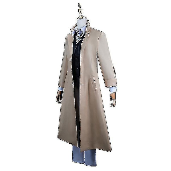 Anime Dazai Osamu Cosplay-asu Bungo Stray Dogs Cosplay Pitkä Takki Takki Dazai Osamu Peruukki Halloween Jouluasu costume and wig XL