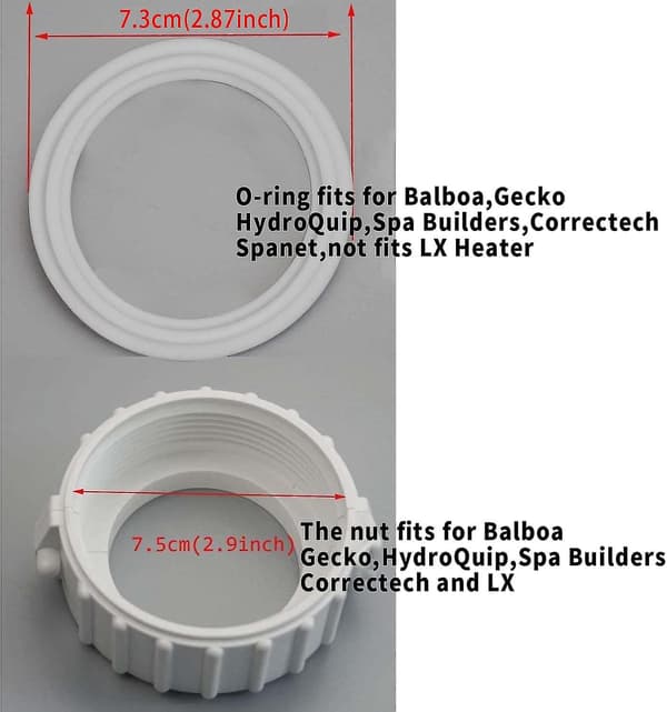 Spa Varmvattenberedare Delade Mutterkopplingar Med Packning/O-ringar (2-pack)