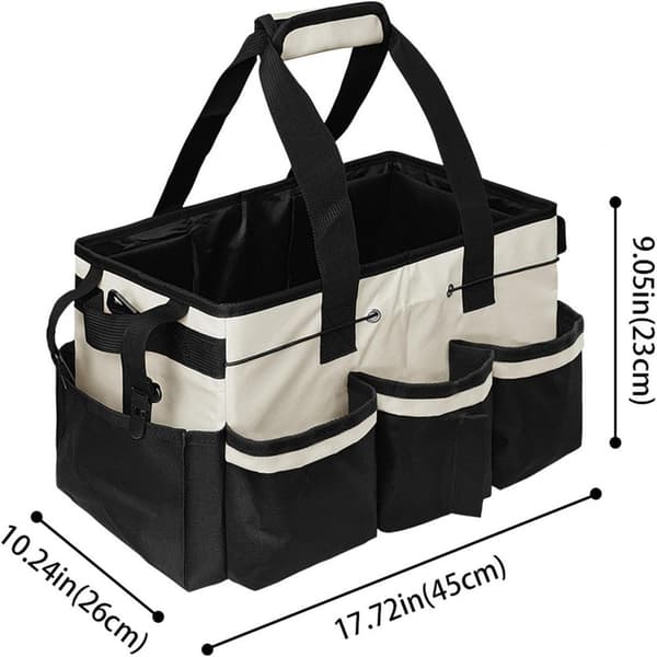 Cleaning Organizer, Multi-Compartment Storage Caddy Tote with Handle, Cleaning Bag