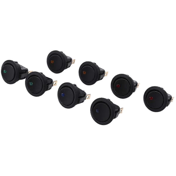 8 stk 12V LED-punktlys rund vippebryter for bilbåt black