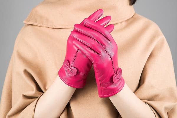 Moderiktiga läderhandskar för kvinnor Pink One-size
