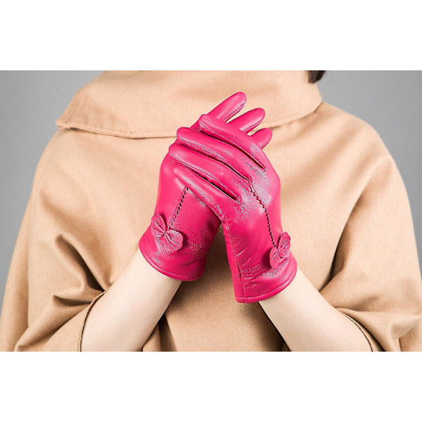 Vinterens fasjonable skinnhansker for kvinner Pink One-size