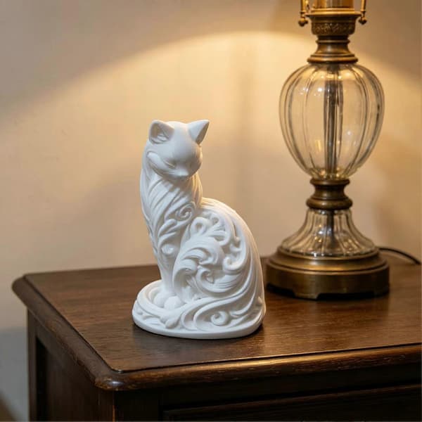 Minimalistisk Elegant Kattstaty – 3D-printad Katt – för Sovrum, Vardagsrum, Kontorsinredning Black