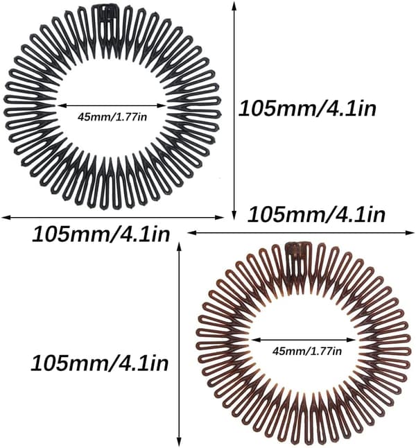 Full Circular Stretch Comb, 2 st Stretch Hårkam Band, Flexibel Plast Cirkelkam