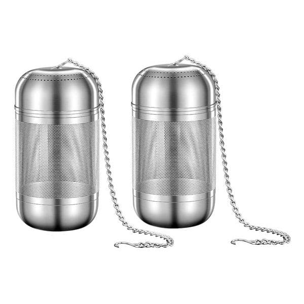 Set of 2 - Stainless Steel Spice Balls/Tea Infusers - Practical Tea Strainers for Cooking and Loose Tea - Threaded Mesh Baskets for Brine, Tea