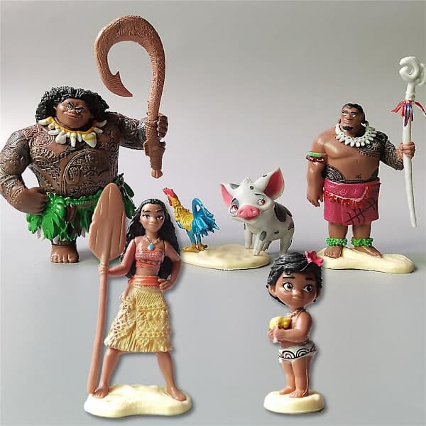 6-pakning Moana Figur Leketøy PVC Modell Mini Figur Sett