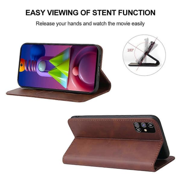 Magnetiskt Läderfodral för Samsung Galaxy M51 EU Version Brown