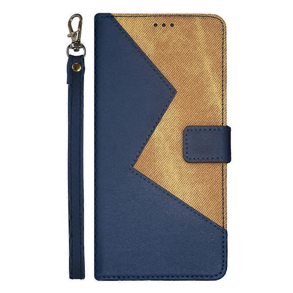 Til Xiaomi 15 Etui Kort Slots Sammenføjning Farve Læder Telefon Cover Blue