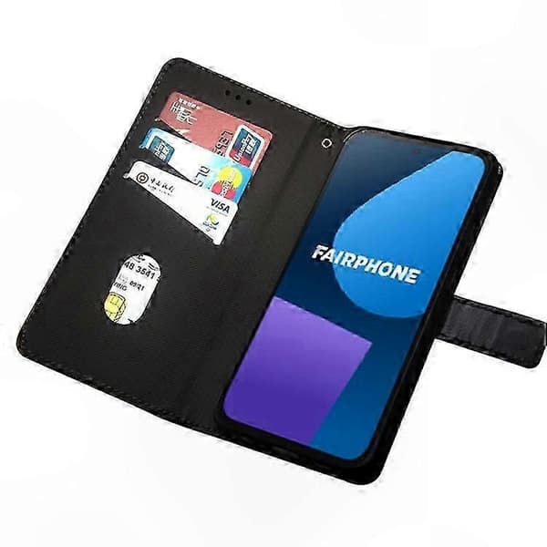 PU-läderfodral med kortfack för Fairphone 5 Blue