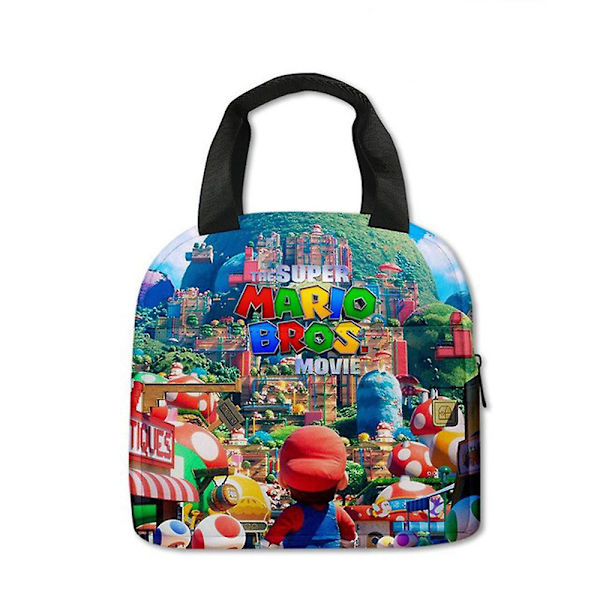 Super Mario Bros Lunsjpose for barn, gutter og jenter, lunsjboks, gjenbrukbar, isolert lunsjpose, termopose, matveske, etui for skolepiknik B