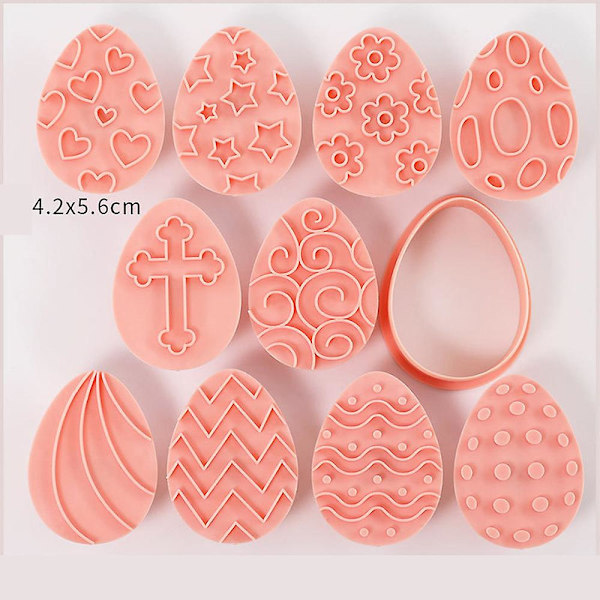 10 stk./sæt påskeform til småkager, småkageform med stempel, 3D-småkageform til påskekiks, chokoladebagning, køkkenredskab