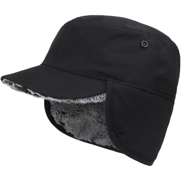 Øreklapper Cadet Hat - Nylonstof, Fuldforet med Kunstig Pels Black 7 1/4-7 1/2