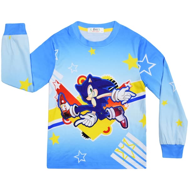 Sonic the Hedgehog Tryck Barn Långärmad Hemmaklädesset style2 120