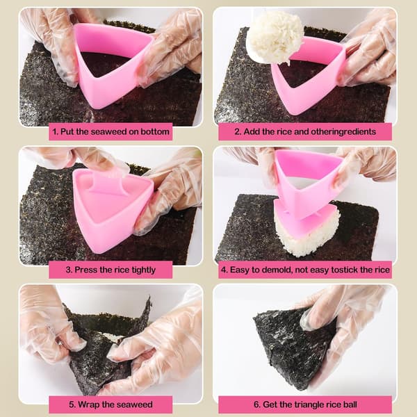 Onigiri Form Set, 3-pack Risbollsform Stor Triangel Risform, Japanskt Sushi-kit för Lunch Bento