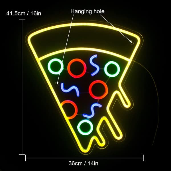 Pizza Neon Akryl LED-skylt Mat Form Neon Skyltar för Vägg Gul