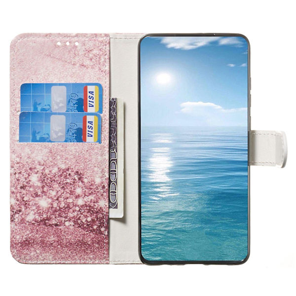 För Samsung Galaxy A35 Läderfodral Case printed Folio Cover Marmor Pink gold Style B Samsung Galaxy A35 5G