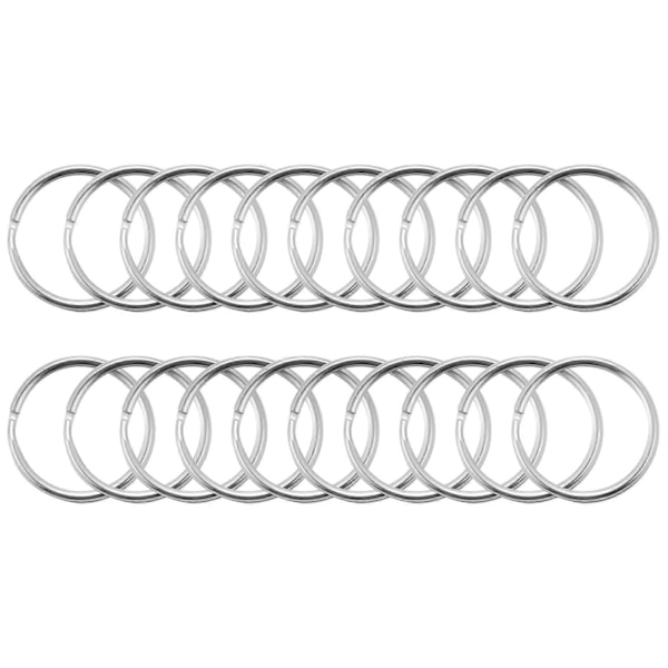100 STK, 1 Tomme Nøglering Åben Nøglering Metal Nøglering Flad Ring til Husholdningsbil Nøglering Silver