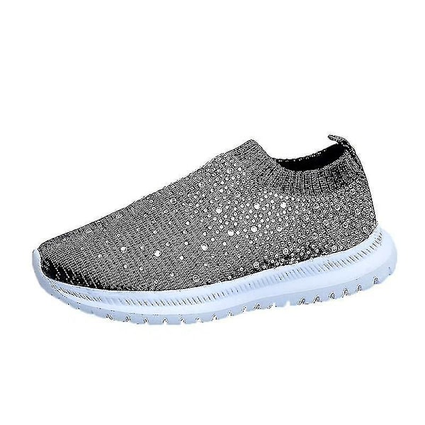 Damskor Sneakers Slip On Sock Träningsskor Glittriga Casual Skor Nya black 40