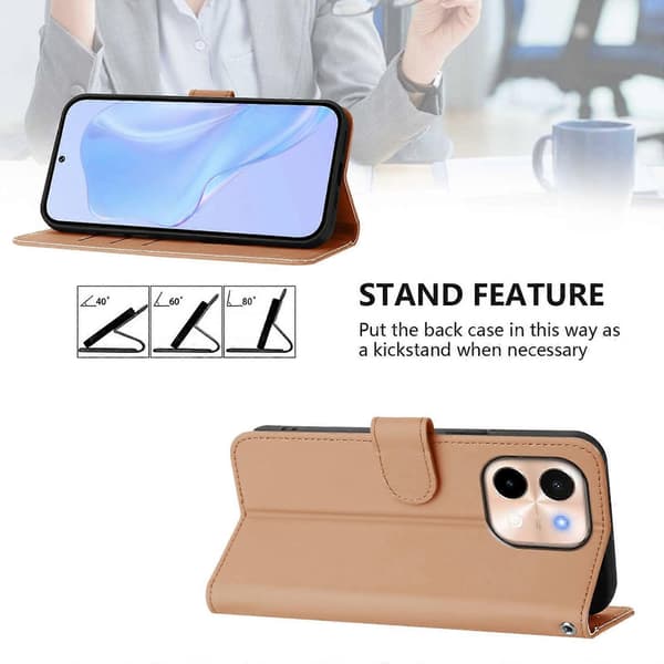 Solid Farge PU-deksel for vivo Y28 4G Nude