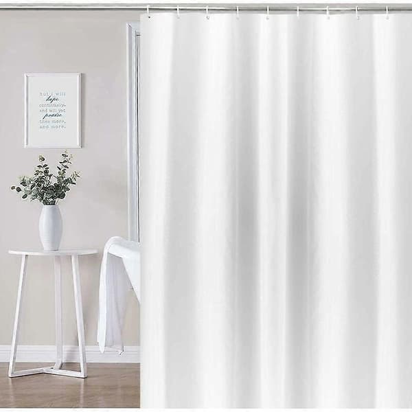 EXTRA LÅNG DUSCHDRAPERI höjd vit för badrum, brett badrumsdraperi i anti-mögel polyester, vattentätt för badkar, bredd 180 x höjd 200cm