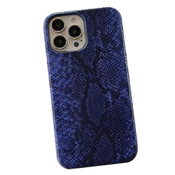 Kompatibel med iPhone 15 Pro-fodral PC+PU-läder Ormstruktur Anti-fall Telefonfodral DarkBlue