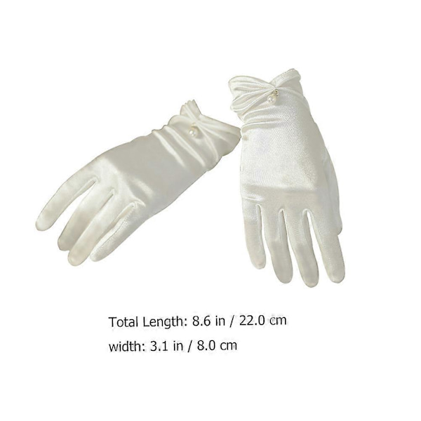 1 par elegante brudehansker i sateng - korte brudehansker til bryllup White 22X8X1CM