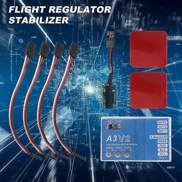 HobbyEagle A3 V2 6-akset flykontroller og stabilisator for RC fastvingede fly, 4 moduser inkludert automatisk balanse og sveving, forbedret flysikkerhet