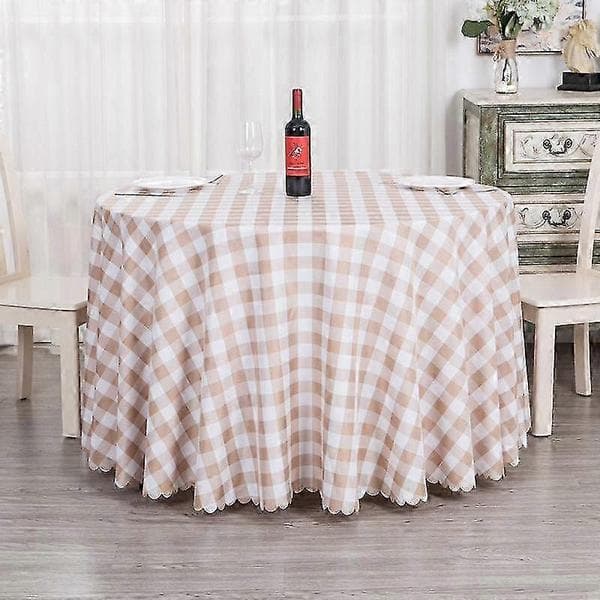 Elegant rund dug i polyester med moderne ternet mønster til te- og spisestueindretning black Round diameter 280cm