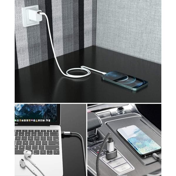 4-pack USB till USB-C-adapter, Typ-C hona till A hane billaddaromvandlare för nya iPhone 16 Pro Max Plus 15 14 13, Appl-FD17-{ROG}