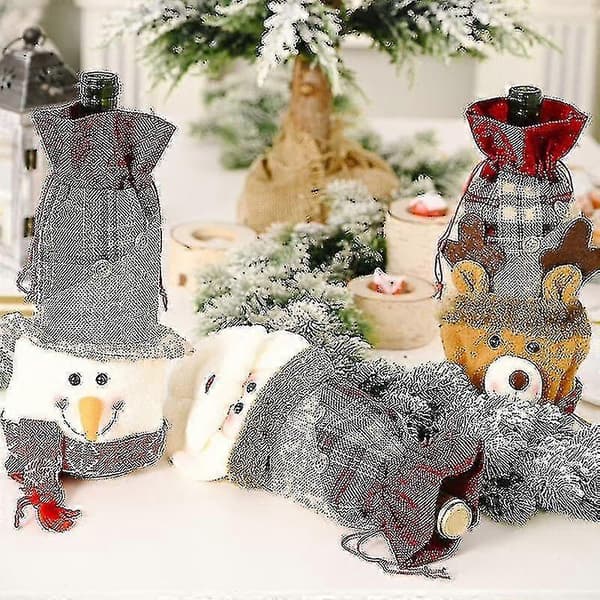 Julevinflaskeovertræk Sød Vinflaske Gavepose Julefest