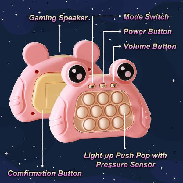 Elektronisk lysende Pop Quick Push-spillkonsoll Fidget-leker Poppet Sensorisk leketøy Push Pop Bubble-leketøy Stressavlastende puslespill for barn Pink