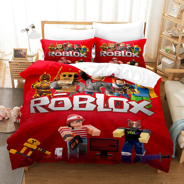 R02 Roblox 3d Printed Sängkläder Set Cover Quilt Cover Örngott Barn Present AU DOUBLE 180x210cm